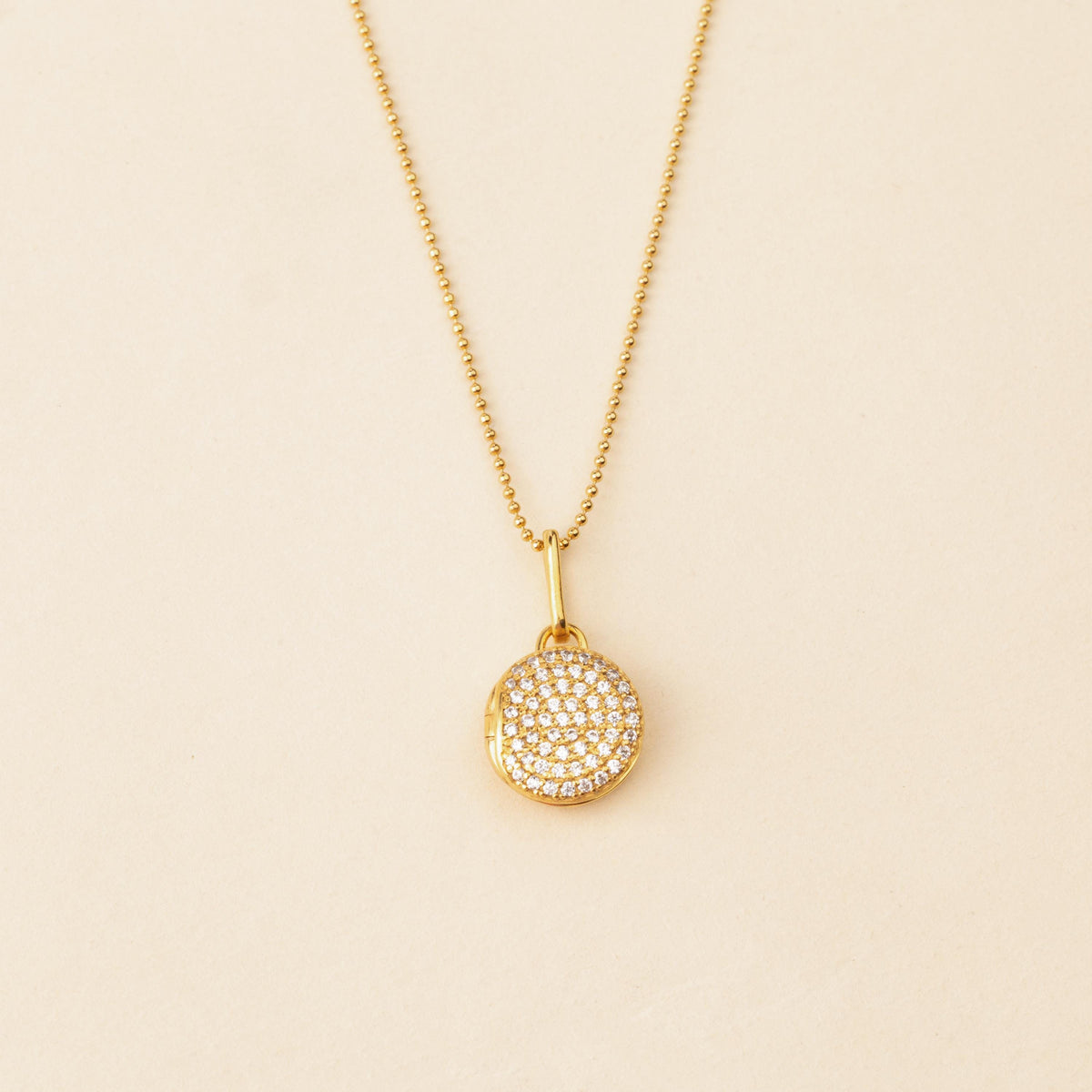 Pave Circle Locket Necklace