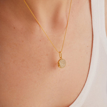 Pave Circle Locket Necklace
