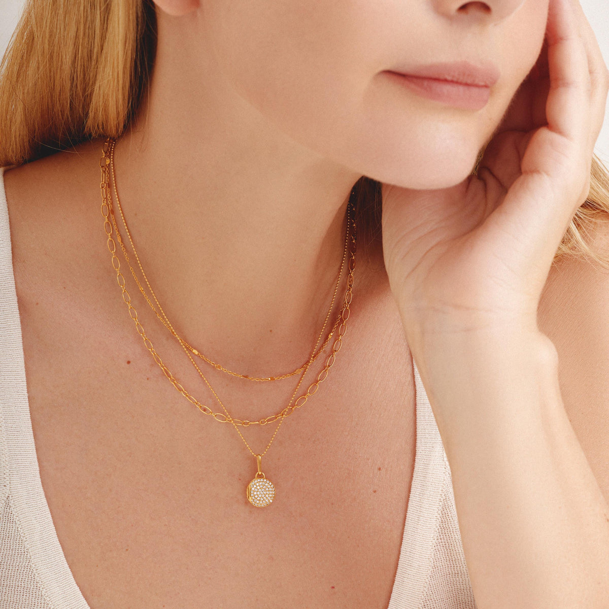 Pave Circle Locket Necklace