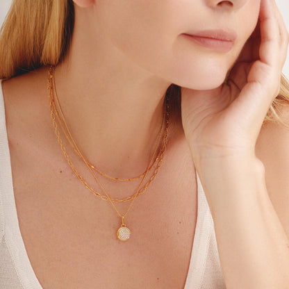 Pave Circle Locket Necklace
