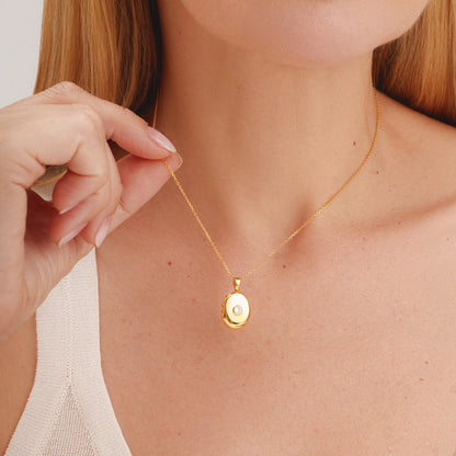 Personalized Solitaire Bezel Locket Necklace