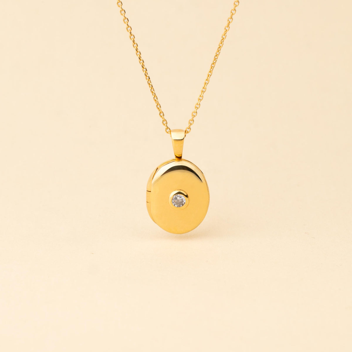 Personalized Solitaire Bezel Locket Necklace
